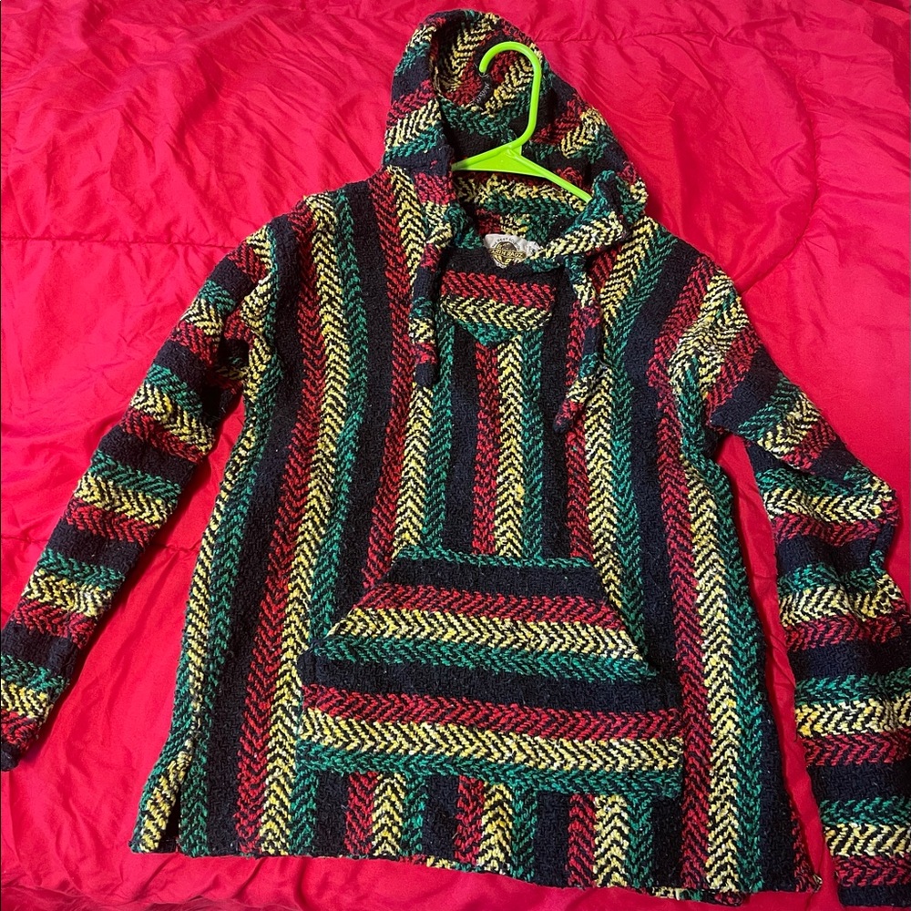 hippie multi-colored baja mexican-inspired hoodie